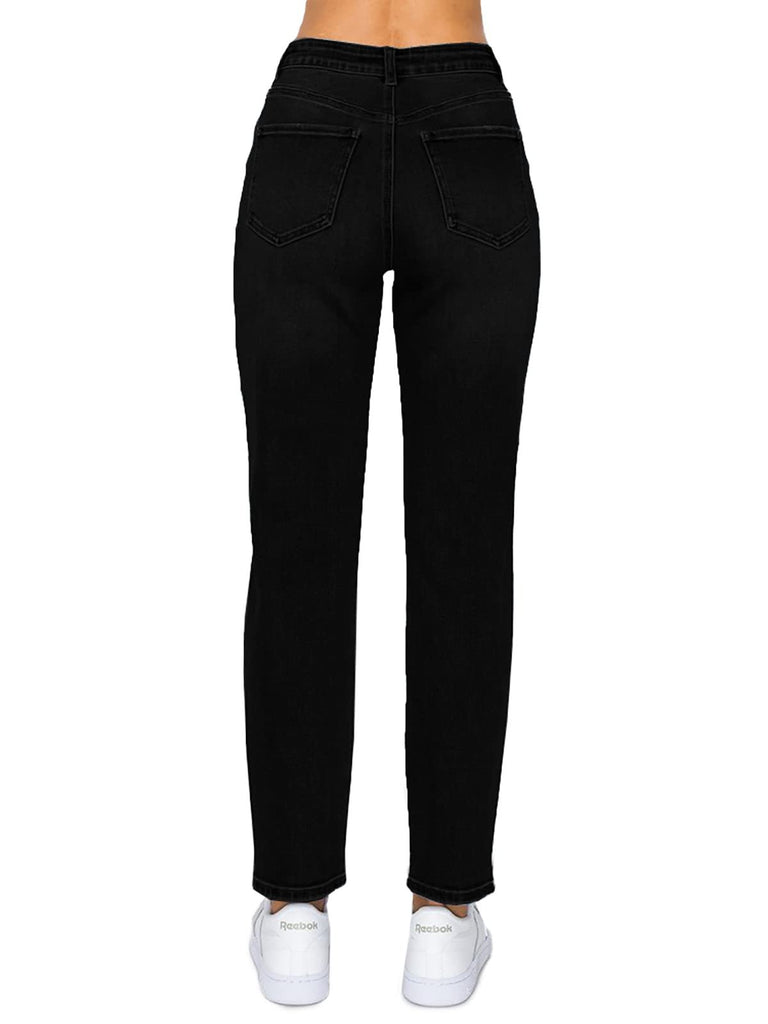 WAX JEAN Women's Mom Jean with Blown Out Knee, Dark, 7