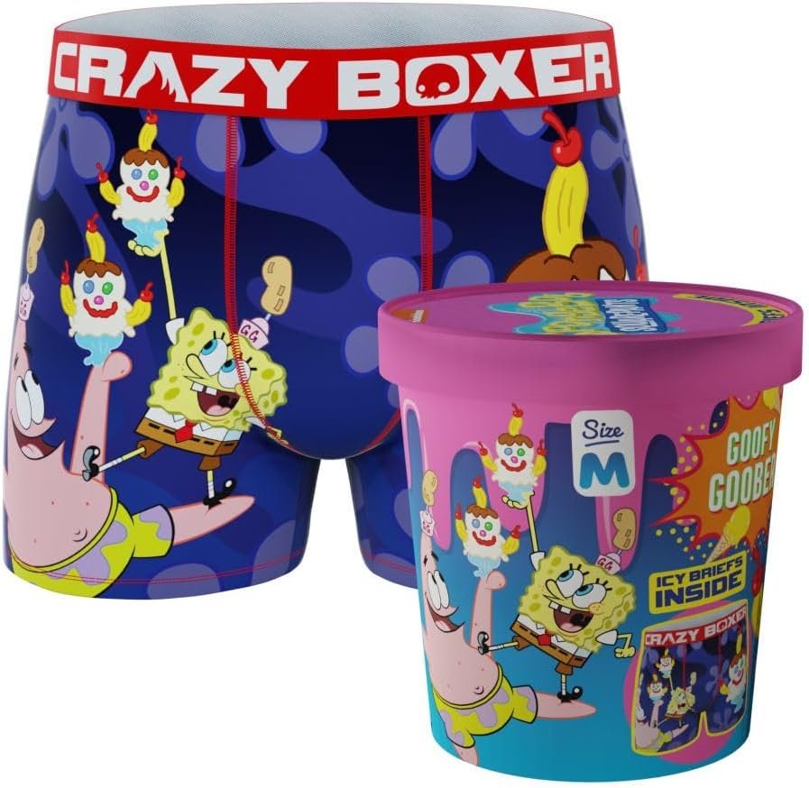 CRAZYBOXER Men's Underwear Spongebob Squarepants Anti-irritation Comfortable Boxer Brief Breathable