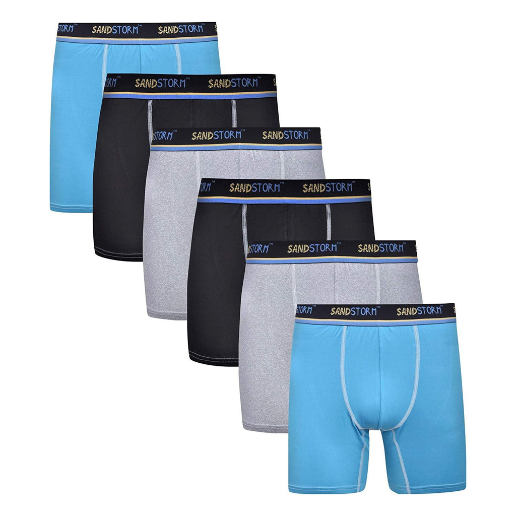 With Fly - Assorted Briefs Sand Storm Mens Performance Boxer Briefs - 6-Pack No-Fly Tagless Breathable Underwear S-5XL Regular or Plus Size