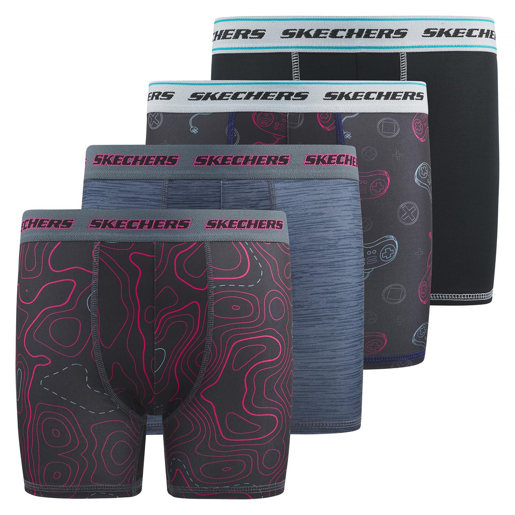 Sketchers Boys Underwear 4 Pack Boxer Briefs for Boys Durable Stretch Breathable Moisture Wicking