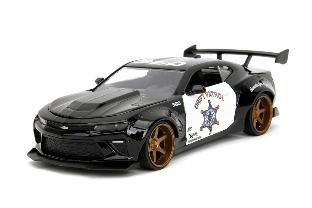 Big Time Muscle 1:24 2016 Chevy Camaro SS Widebody Die-Cast Car, Toys for Kids and Adults(Drift Patrol Police)