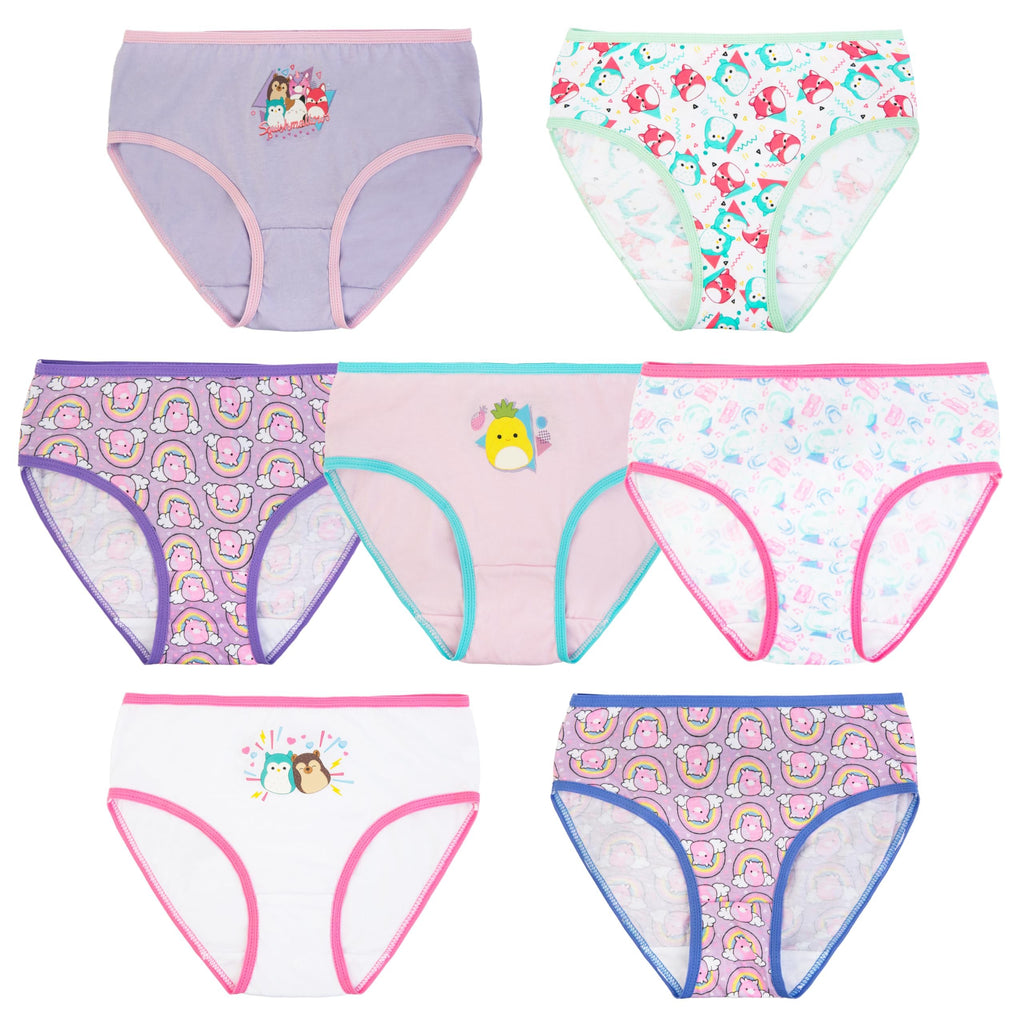 Squishmallows Girls' Underwear Panties and Shorts with Cam The Calico, Lola & MORE in Sizes 4, 6, 8 & 10, 7-Pack