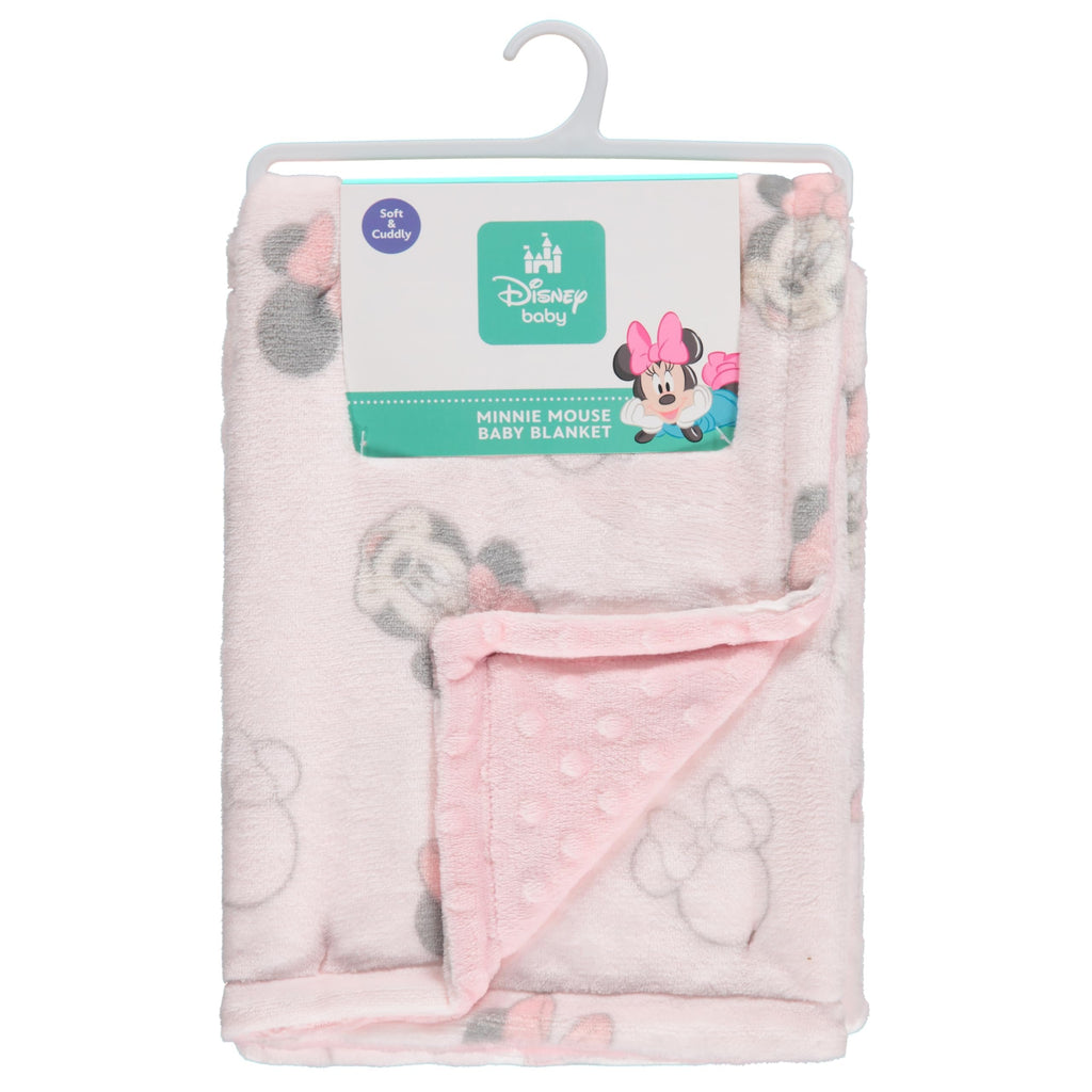 Disney Mickey and Minnie 2-Ply Infant Blanket - Soft Printed Mink Front, Textured Back - Cozy and Warm Baby Blanket for Boys and Girls, 30x40 Inches