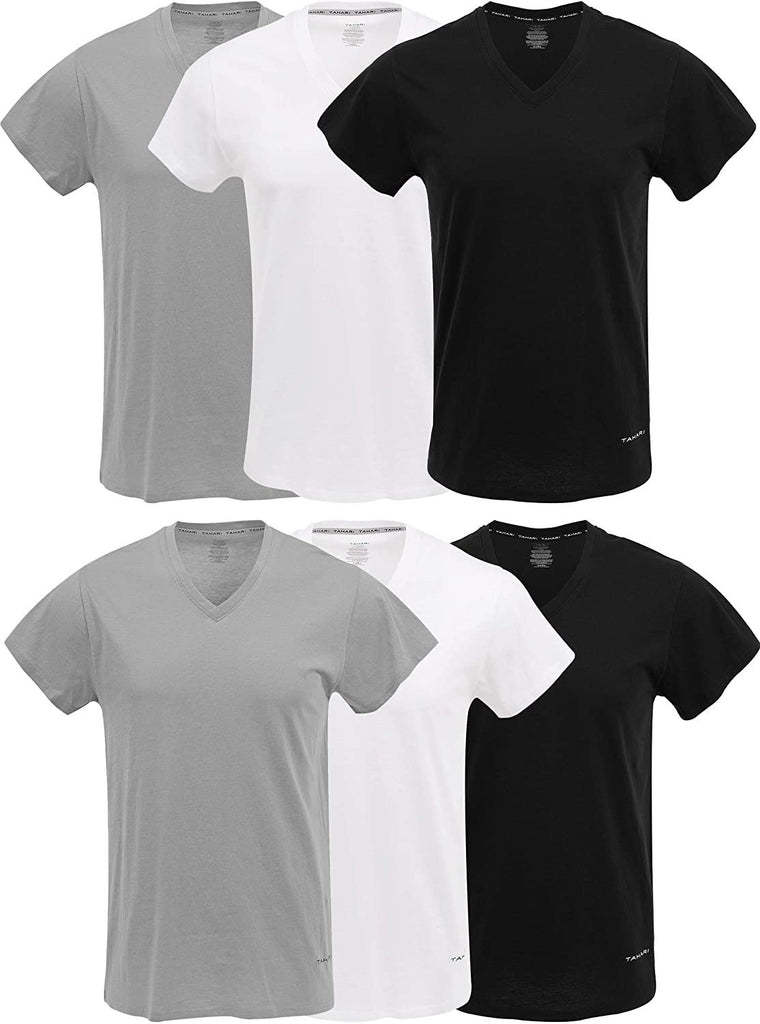 TAHARI Mens 6-Pack Cotton V-Neck T-Shirt Undershirts