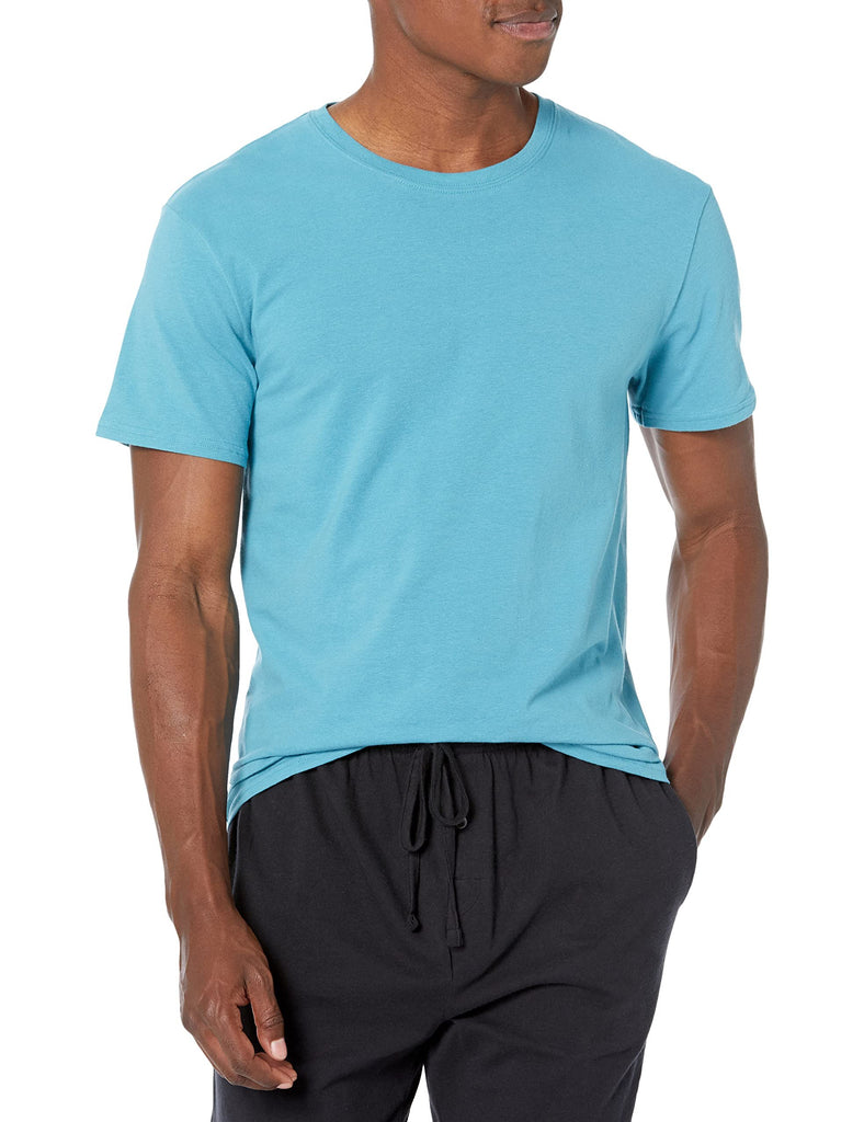 Hanes Men's Crew Undershirts, Moisture-Wicking Stretch Cotton Tee, 3-Pack, Chambray Jade, Black, Concrete Heather