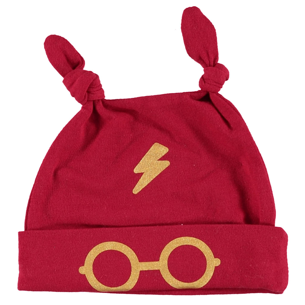 Harry Potter Baby Girls' Bodysuit, Knotted Cap & Socks Gift Set (Pink/Red/Yellow, 0-3 Months)