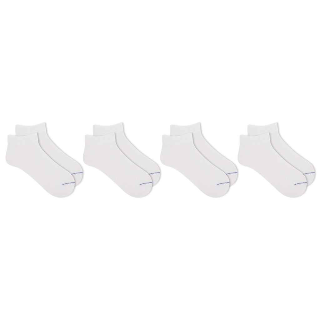 Dr. Scholl's Women's 4 Pack Diabetic & Circulatory Non-binding Low Cut Casual Sock, Solid White, Shoe Size 4-10 US