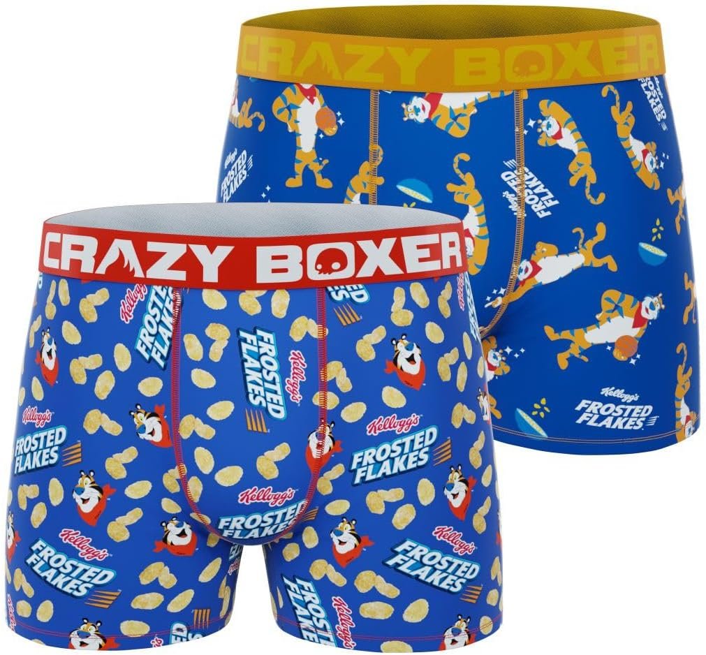 CRAZYBOXER Men's Underwear Kelloggs Non-slip waistband Breathable Boxer Brief (2 PACK)