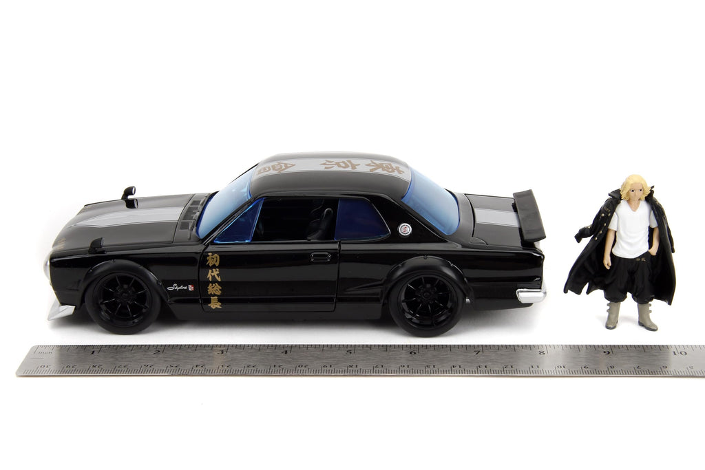 Tokyo Revengers 1:24 1971 Nissan Skyline GT-R Die-Cast Car & 2.75" Mikey Figure, Toys for Kids and Adults