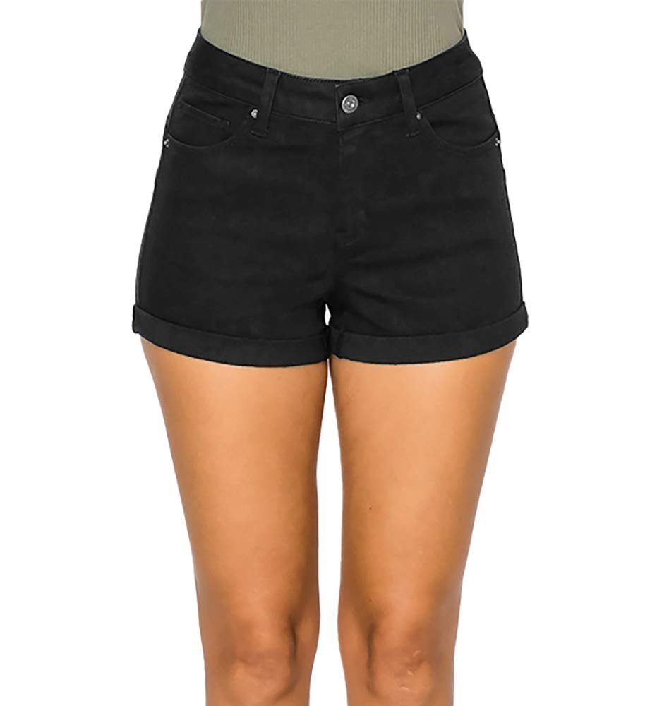 WAX JEAN Butt I Love You Repreve High Waisted Sustainable Denim Shorts, Black, Small