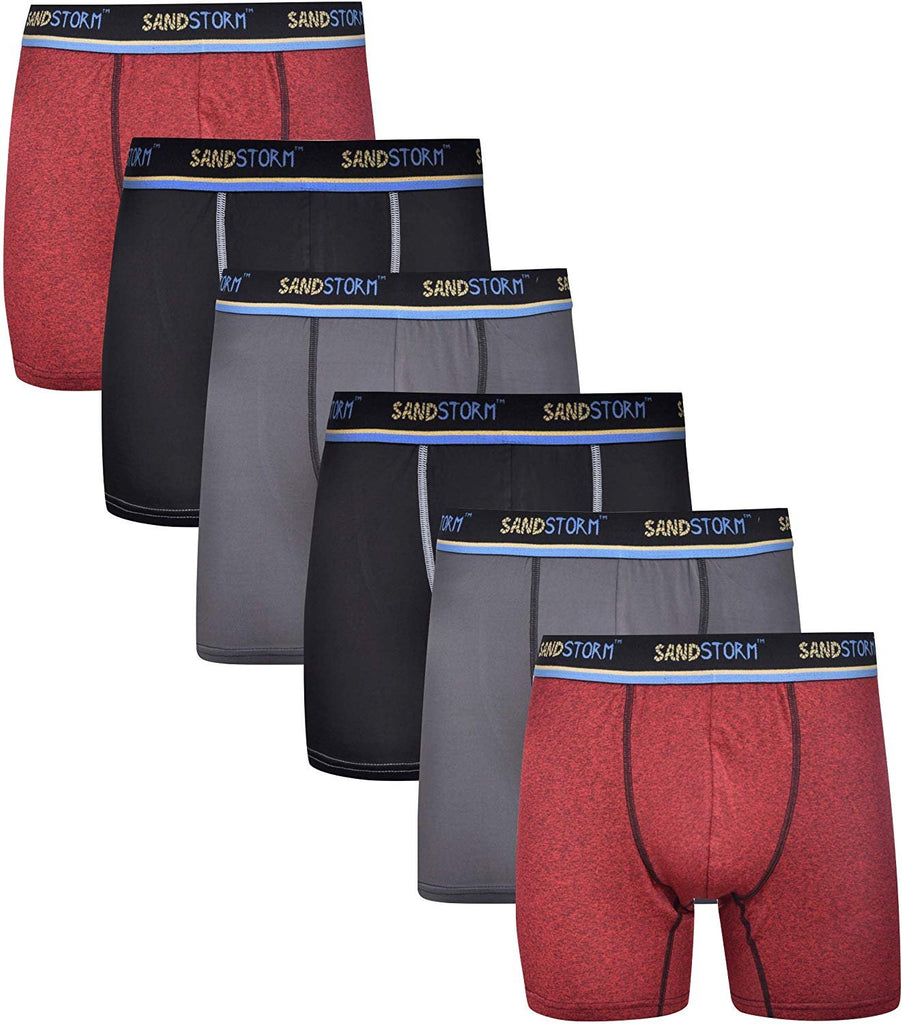 With Fly - Assorted Briefs Sand Storm Mens Performance Boxer Briefs - 6-Pack No-Fly Tagless Breathable Underwear S-5XL Regular or Plus Size