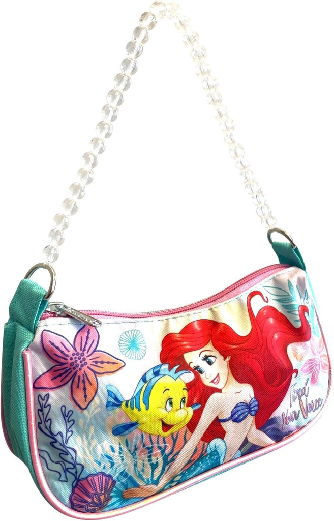 Ruz Disney Licensed Little Girl Shoulder Handbag With Beaded Handle (Ariel - Little Mermaid)