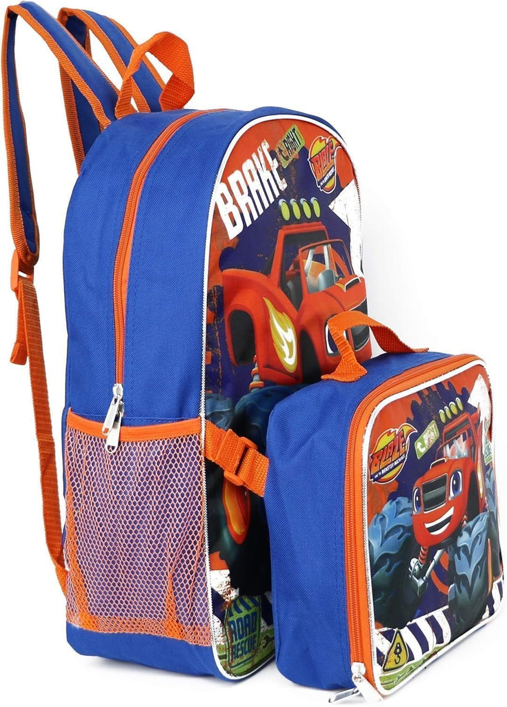 Ruz Blaze and the Monster Machines Kid's 16 Inch Backpack With Removable Lunch Box Set School