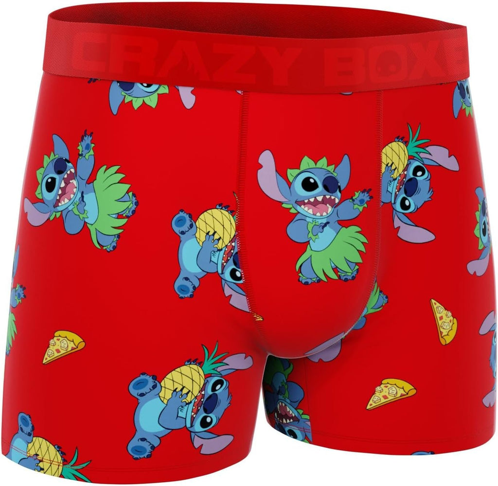 CRAZYBOXER Men's Underwear Disney Tropical Stitch Non-slip waistband Soft Boxer Brief Distortion-free