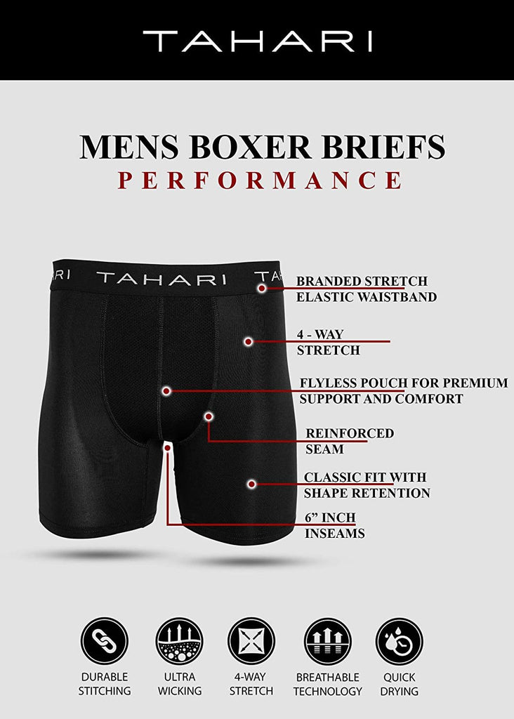 Tahari Mens 6pk Athletic Performance Boxer Brief Multi Pack