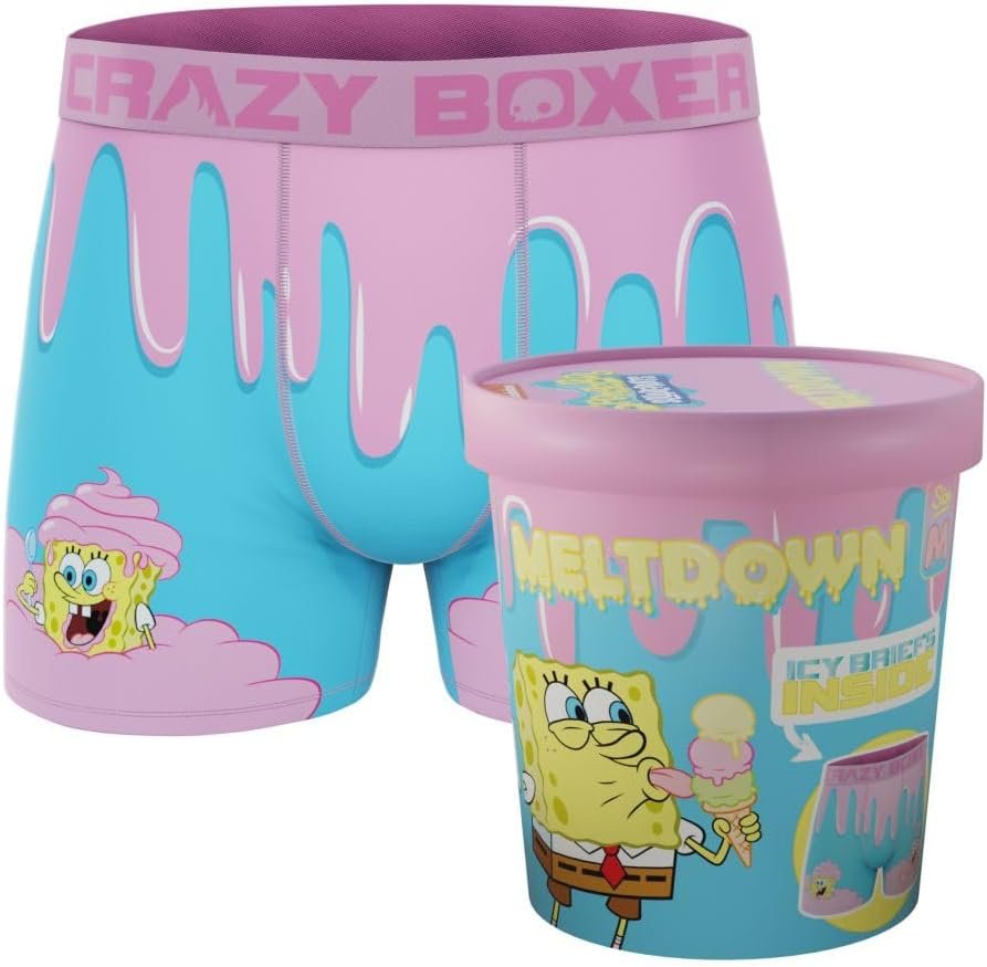 CRAZYBOXER Men's Underwear Spongebob Squarepants Anti-irritation Comfortable Boxer Brief Breathable