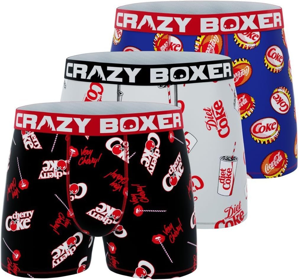 CRAZYBOXER Men's Underwear Coca Cola Stretch Breathable Boxer Brief Anti-irritation (3 PACK)