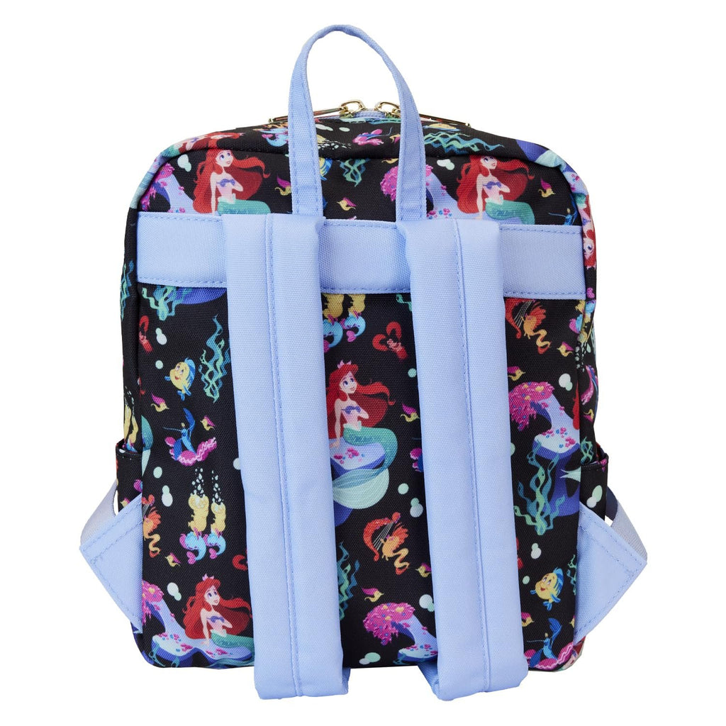 Loungefly Disney The Little Mermaid 35th Anniversary Life is the Bubbles All-Over Print Nylon Square Mini Backpack