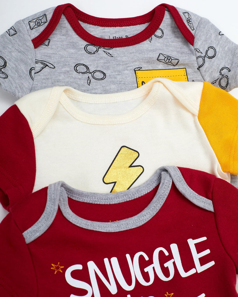 Harry Potter Baby Boys’ Short Sleeve Bodysuit Multipack Gift For Baby Girl or Boy Baby Clothes (Burgundy, 0-3 Months)