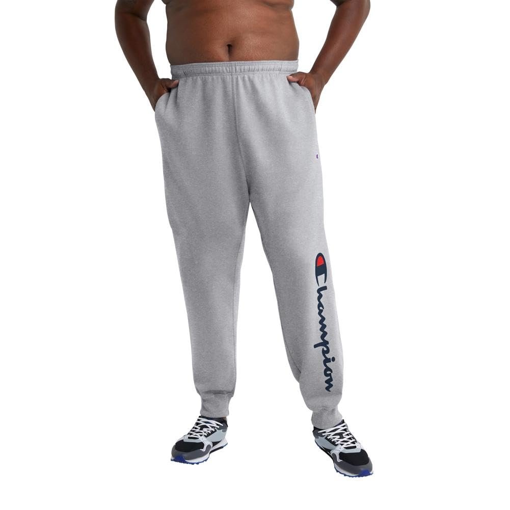 Champion, Powerblend, Fleece Joggers, Comfortable Sweatpants for Men (Reg. or Big, Black Script, XX-Large Tall