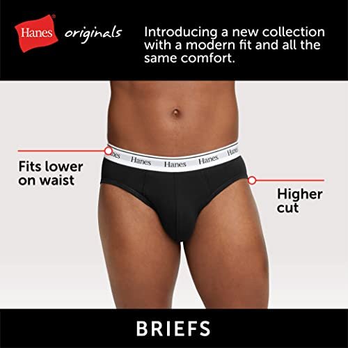 Hanes Originals Stretch Cotton Briefs Pack, Moisture-Wicking Underwear for Men, 3-Pack, Black/Concrete Heather/Camo, 3X-Large