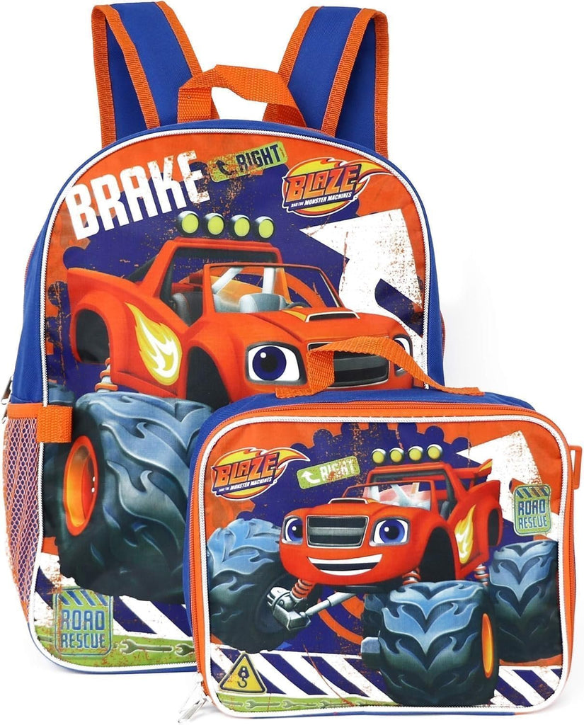 Ruz Blaze and the Monster Machines Kid's 16 Inch Backpack With Removable Lunch Box Set School