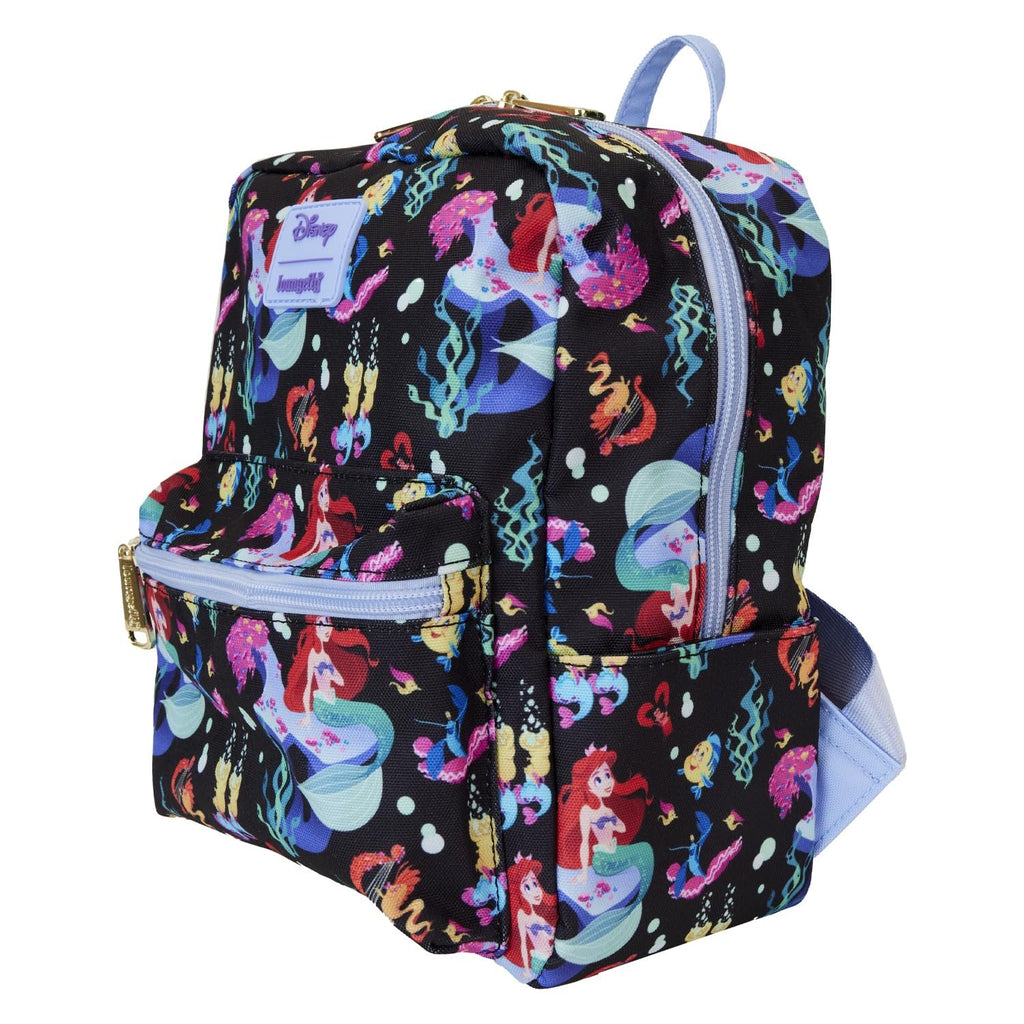 Loungefly Disney The Little Mermaid 35th Anniversary Life is the Bubbles All-Over Print Nylon Square Mini Backpack