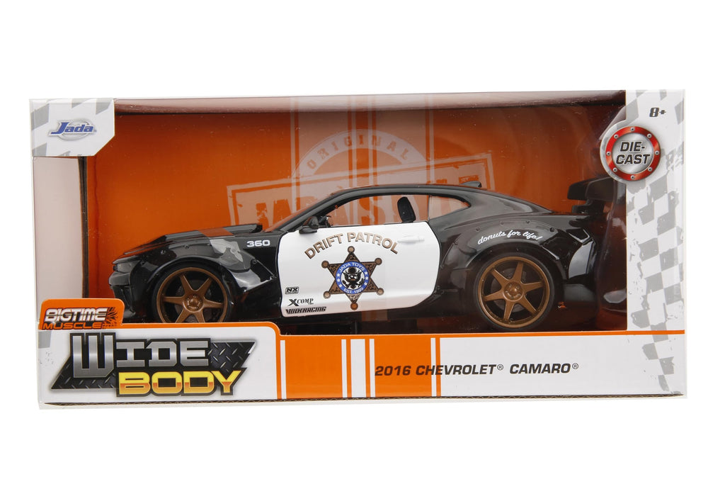 Big Time Muscle 1:24 2016 Chevy Camaro SS Widebody Die-Cast Car, Toys for Kids and Adults(Drift Patrol Police)