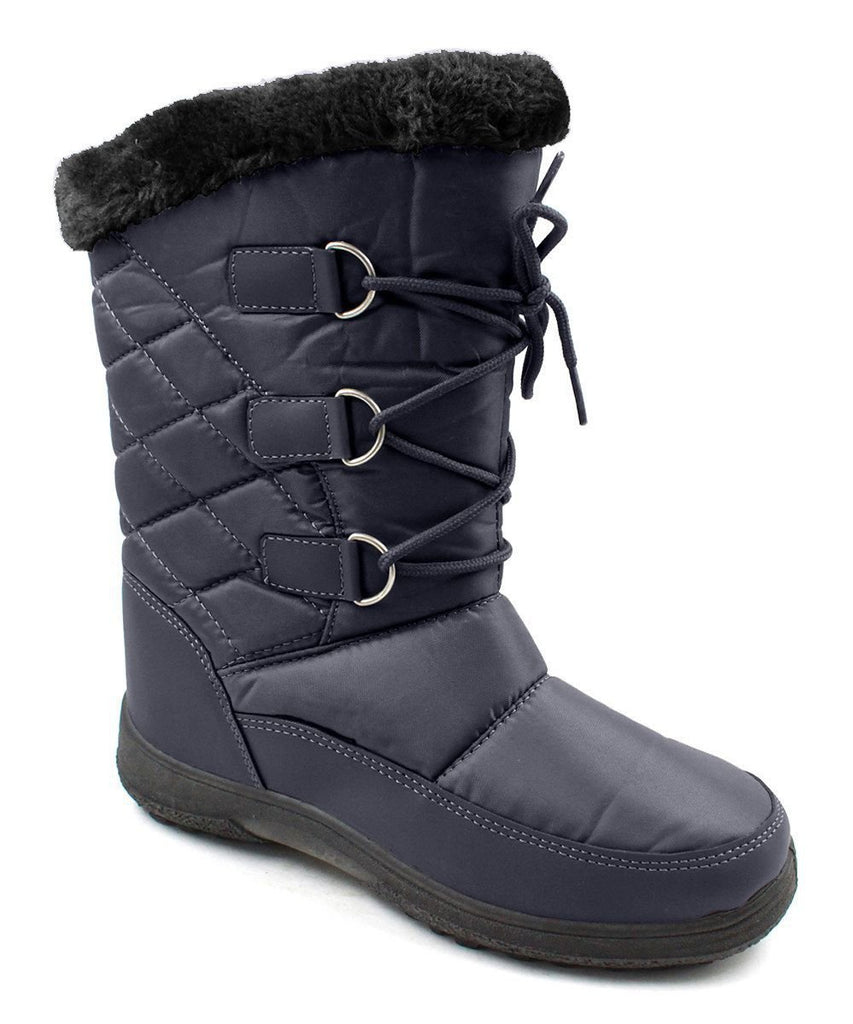 Black 2502 Ladies Lace-Up Snow Boots