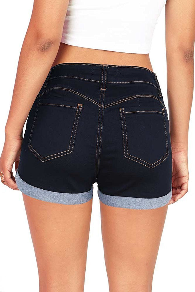 Wax Women's Juniors Mid-Rise Denim Shorts