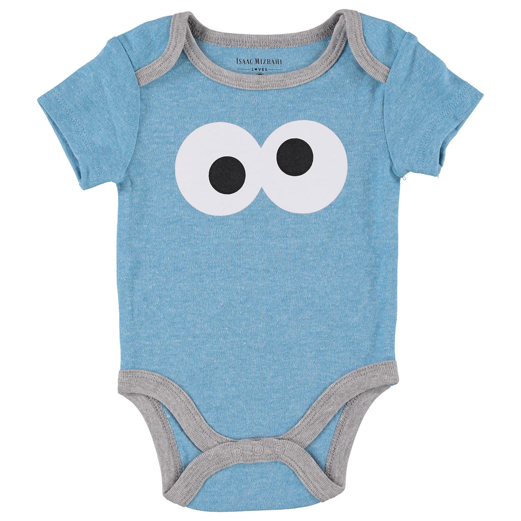 Happy Threads Sesame Street Baby Boys' Bodysuit Three Pack - Baby Bodysuit Multipack - Newborn Girl Clothest (Re/Blue/Green, 3-6 Months)