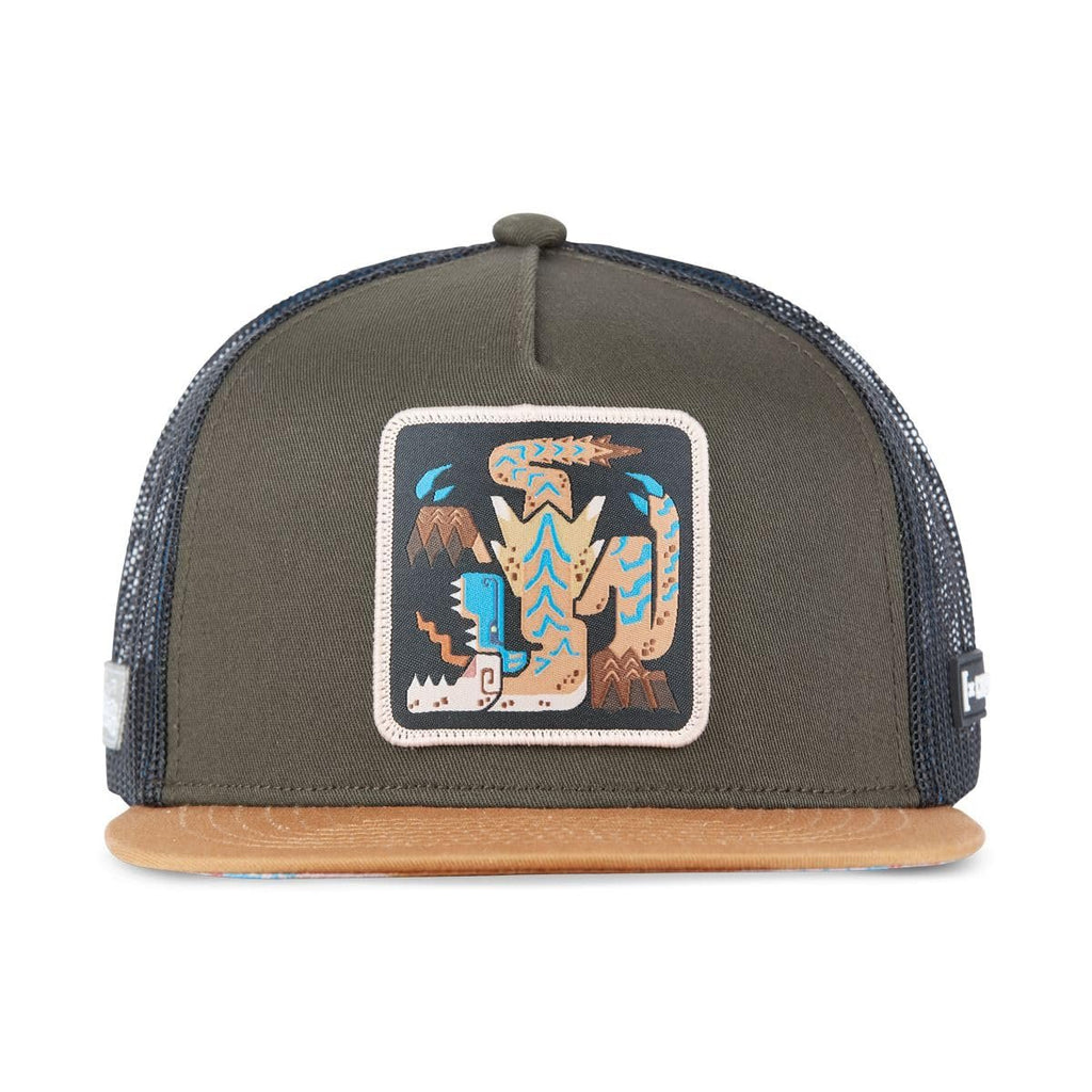 [X] CAPSLAB Trucker Hat Monster Hunter One Size Fits All Embroided Patch Flat Bill Hat Breathable Mesh