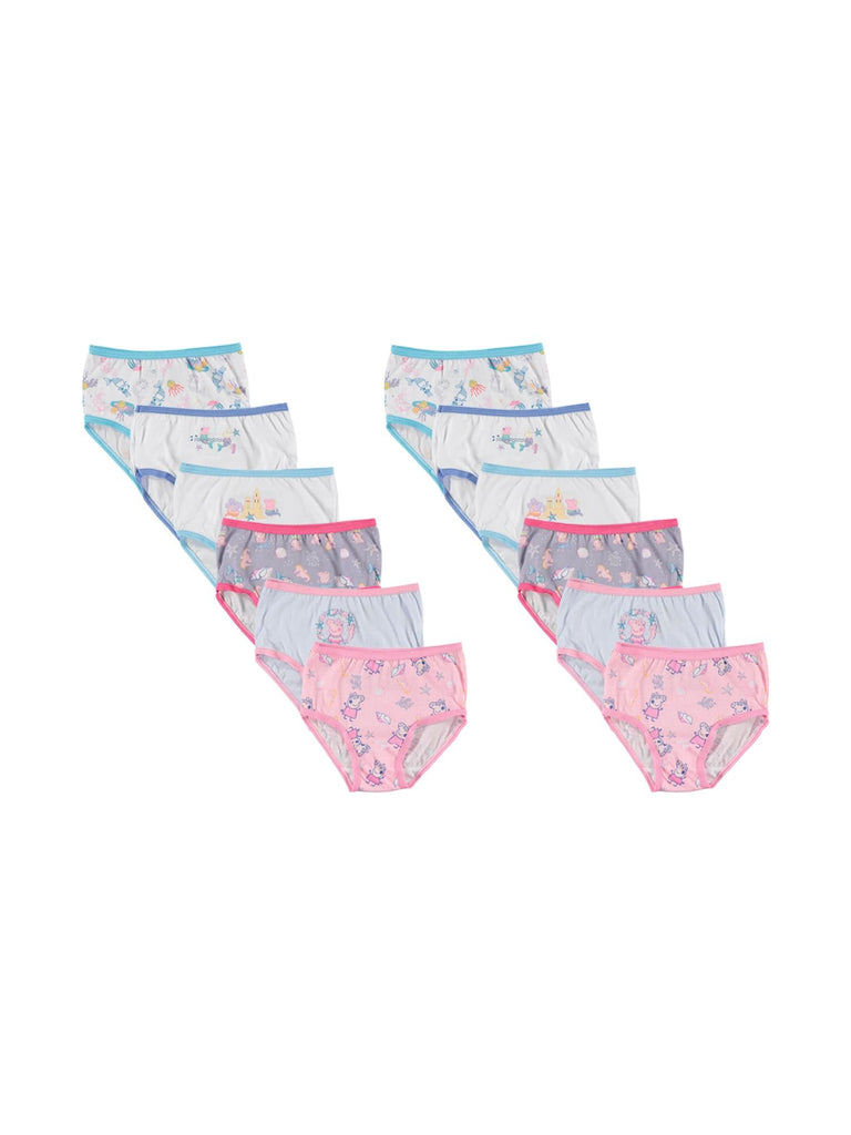 Handcraft Girls' Peppa Pig 12-Pack Panties 100% Cotton Sizes 2T 3T 4T Stretch