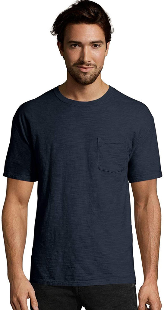 Hanes Mens 1901 Heritage Dyed Short Sleeve Crewneck Pocket Tee (5A59D GRTDYE)