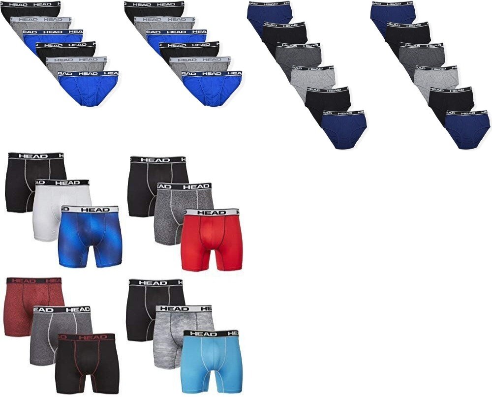 Cotton/Spandex HEAD Mens Performance Boxer Briefs - 12-Pack Athletic Fit Breathable Tagless Underwear S-5XL Regular or Plus Size