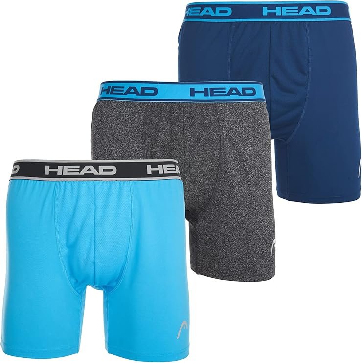 HEAD Mens Performance Boxer Briefs - 12-Pack Performance Fit Breathable Tagless Underwear S-5XL Regular or Plus Size