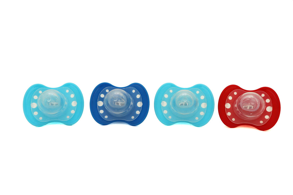 Disney Mickey Mouse (Star Boy) Pacifiers, 4 Pack, 0-6 Months Baby Girls and Boys, Various Colors, BPA Free Silicone Dishwasher Safe Binkies