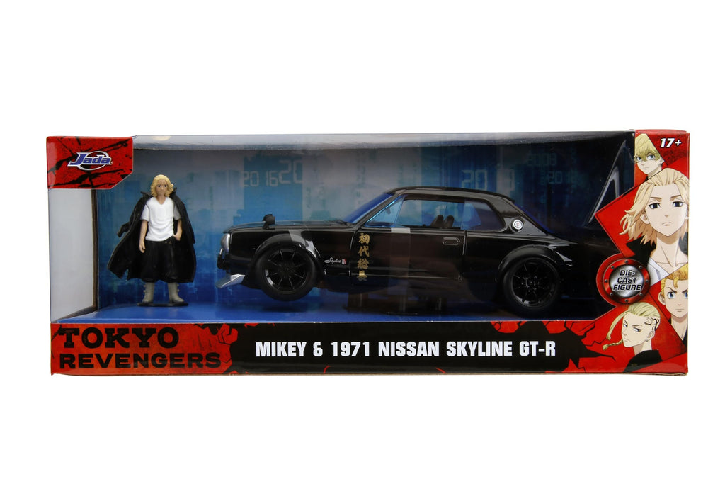 Tokyo Revengers 1:24 1971 Nissan Skyline GT-R Die-Cast Car & 2.75" Mikey Figure, Toys for Kids and Adults