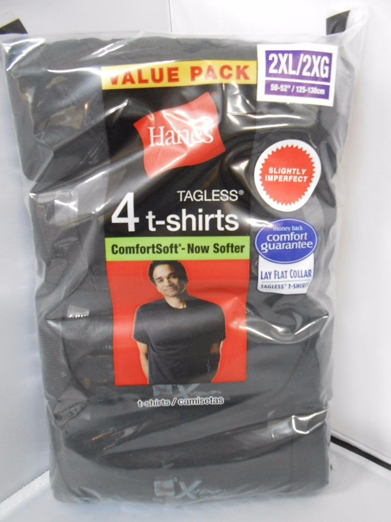 Hanes Men's Crew Neck T-Shirts 4-Pack Sizes M-2X Black Slightly Imperfect