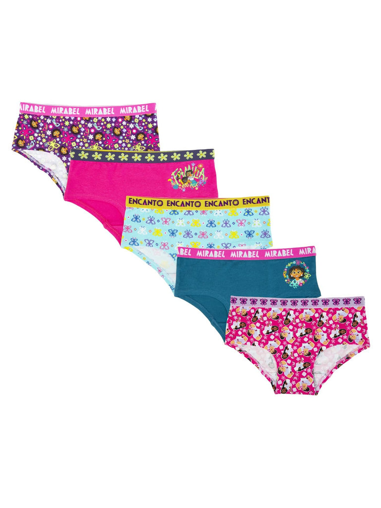 Girls' Disney Encanto 5-Pack Panties Cotton/Spandex Blend Sizes 4,6,8,10 Mirabel Breathable Stretch