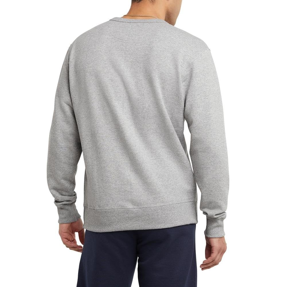 Champion, Powerblend, Fleece, Crewneck Sweatshirt for Men (Reg Tall), Oxford Gray C Logo, XX-Large big