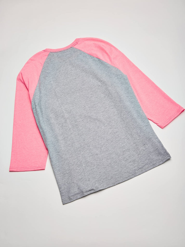 Hanes Men's X-Temp Raglan Baseball Tee, Light Steel/Neon Pink, Medium