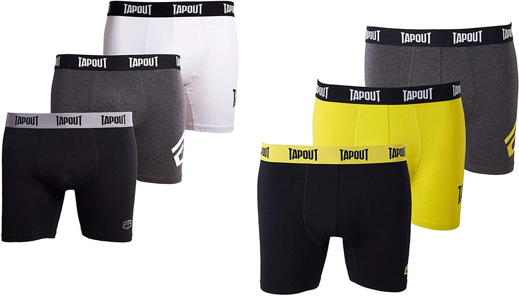 TapouT Mens Athletic Underwear - 6-Pack Stretch Athletic Boxer Briefs Training Breathable Athletic Fit No Fly