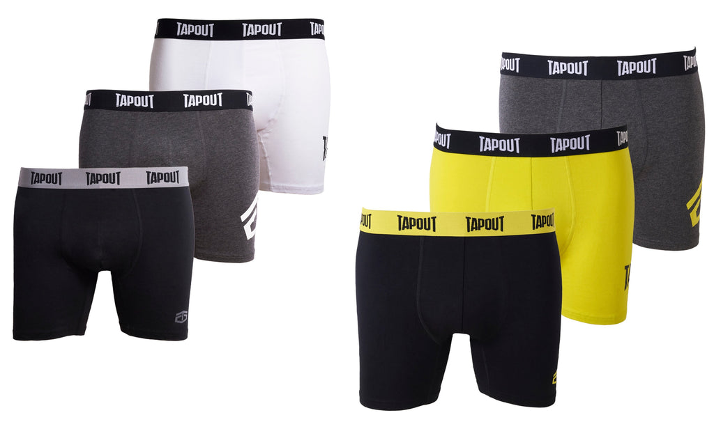 TapouT Mens Athletic Underwear - 6-Pack Stretch Athletic Boxer Briefs Training Breathable Athletic Fit No Fly