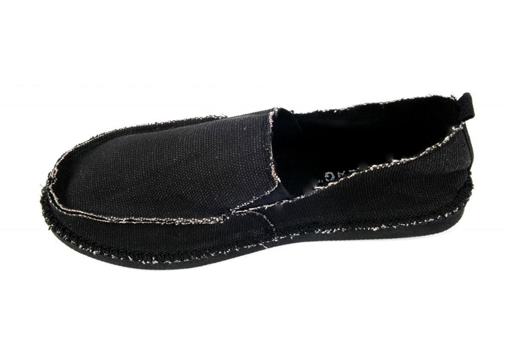 Zig Zag Mens Black Frayed Canvas Slip On Shoes