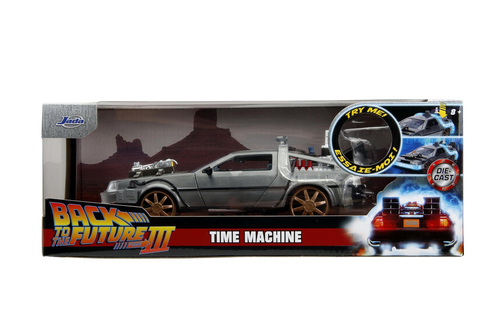 Back to The Future Part III 1:24 Time Machine Rail Wheels Die-Cast Car, Toys for Kids and Adults