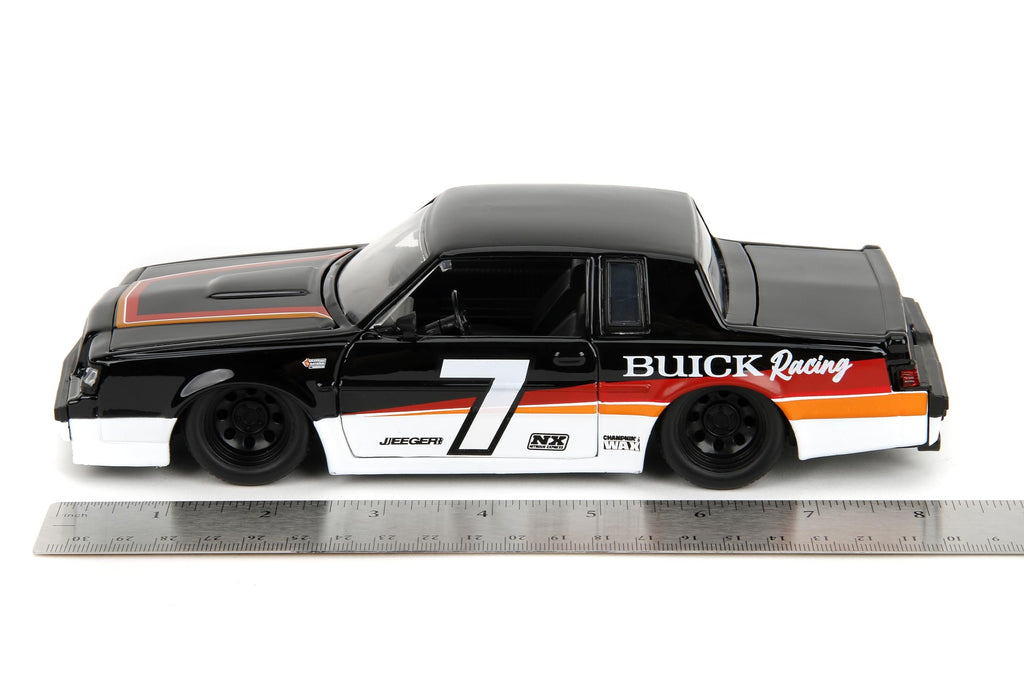 Bigtime Muscle 1:24 1987 Buick Grand National Die-Cast Car, Toys for Kids and Adults(Black/White)