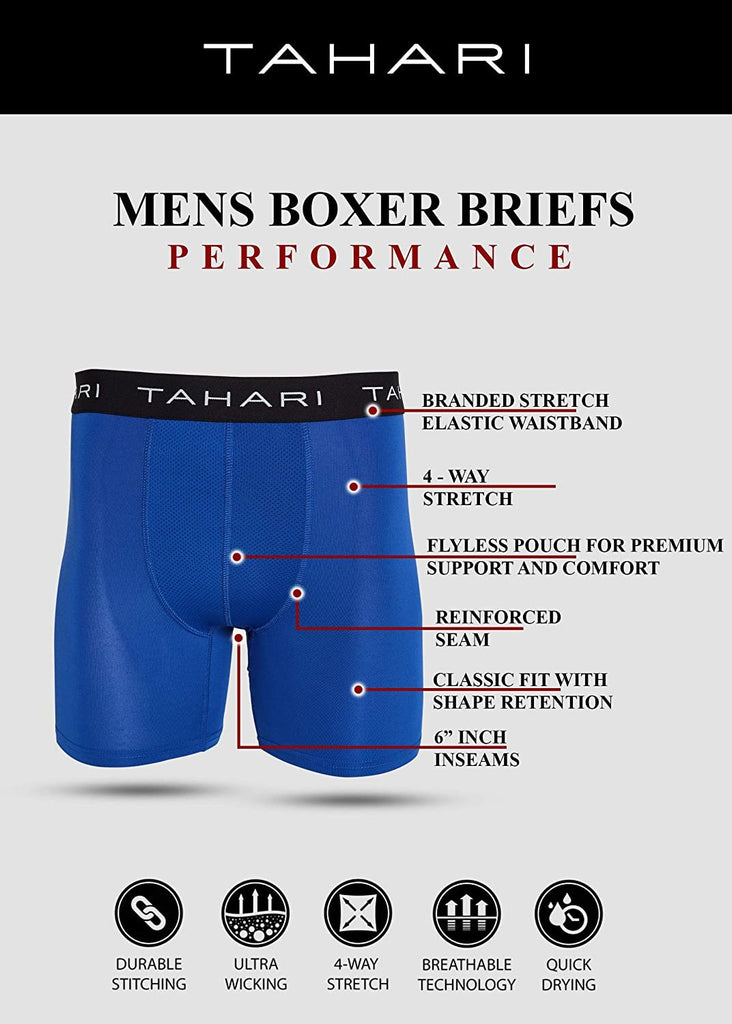 Tahari Mens 6pk Athletic Performance Boxer Brief Multi Pack