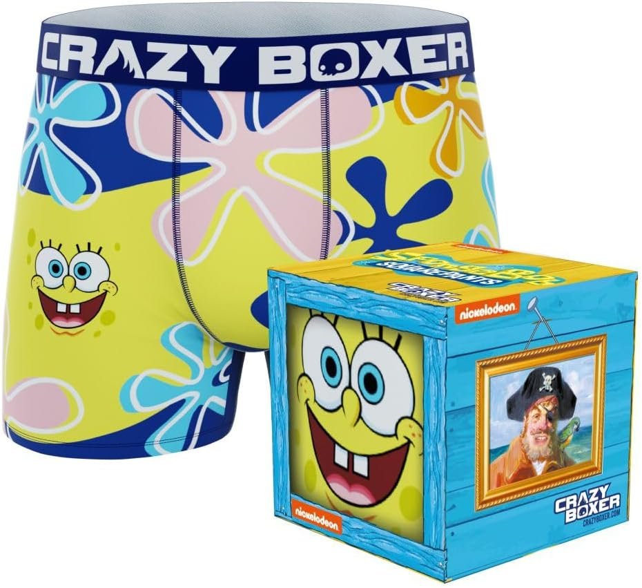 CRAZYBOXER Men's Underwear Spongebob Squarepants Anti-irritation Comfortable Boxer Brief Breathable