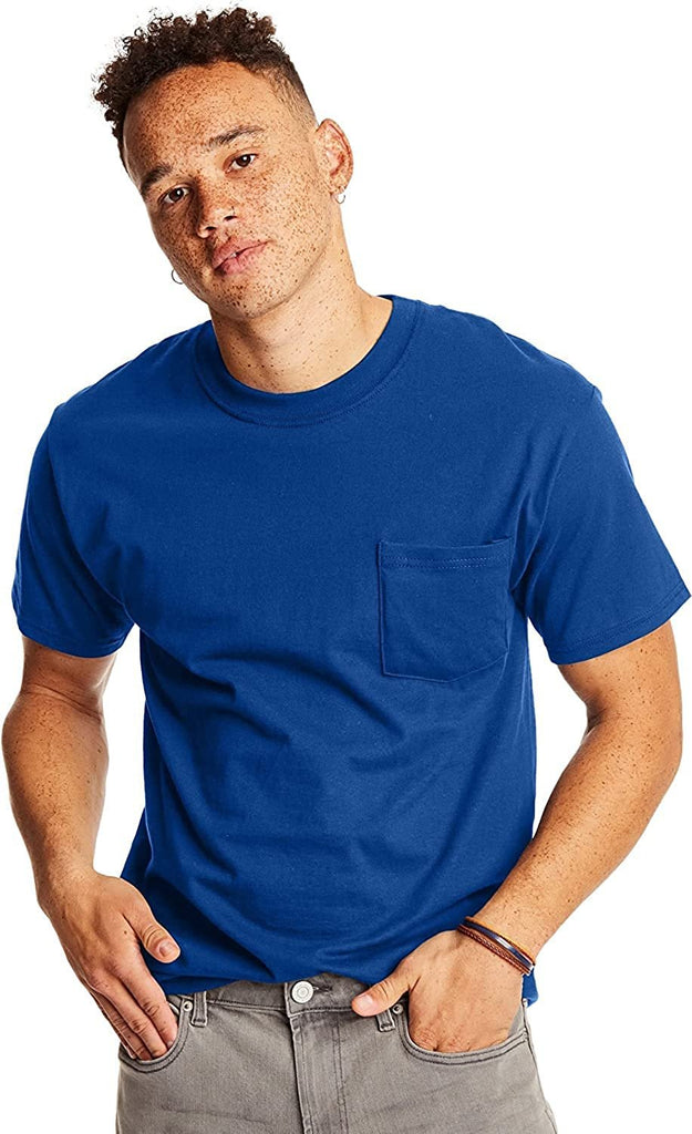 Hanes Men's Pocket Tshirts 6-Pack Slightly Imperfect Soft Breathable Cool Comfort Random Colors (S-3X) COLORS VARY